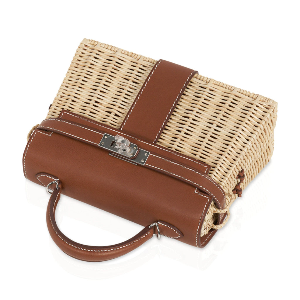👜Mini Kelly 20 Bag Picnic Barenia & Osier