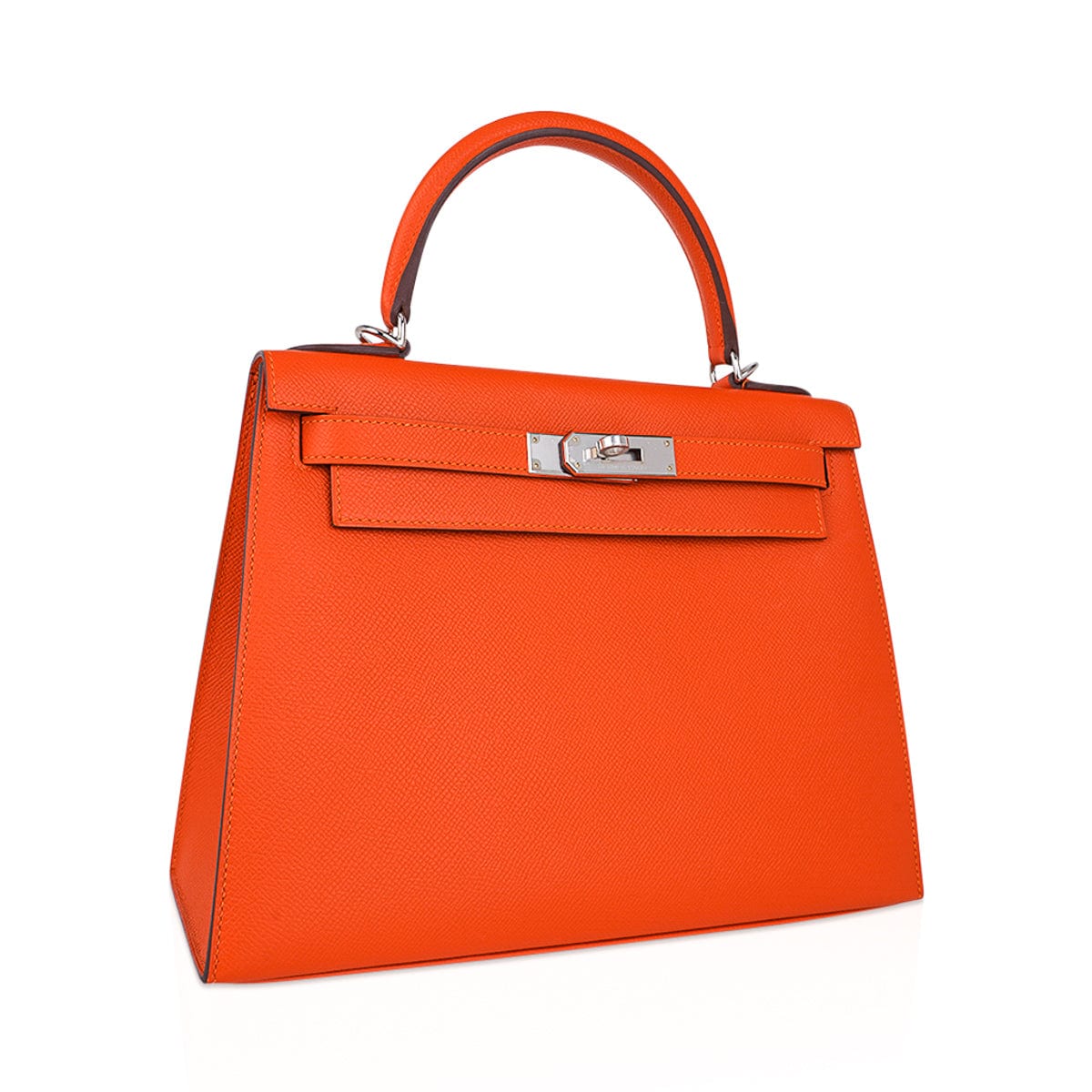 👜Kelly 28 Sellier Bag Feu Epsom Leather Palladium Hardware