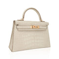👜Limited Edition Mini Kelly 20 Sellier Beton Matte Alligator Bag with Gold Hardware