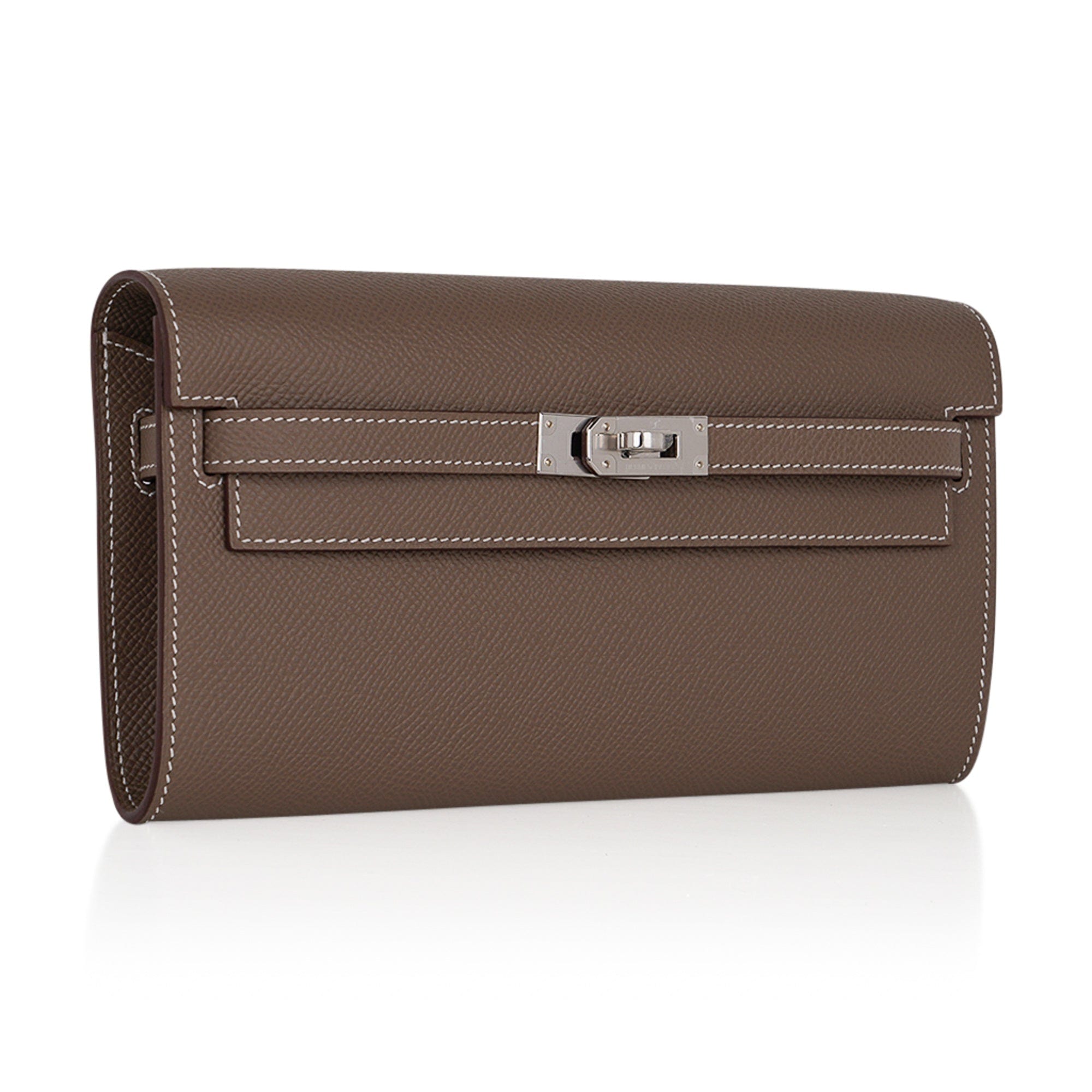 👜Kelly Classique To Go Wallet Etoupe Epsom Palladium Hardware New w/Box