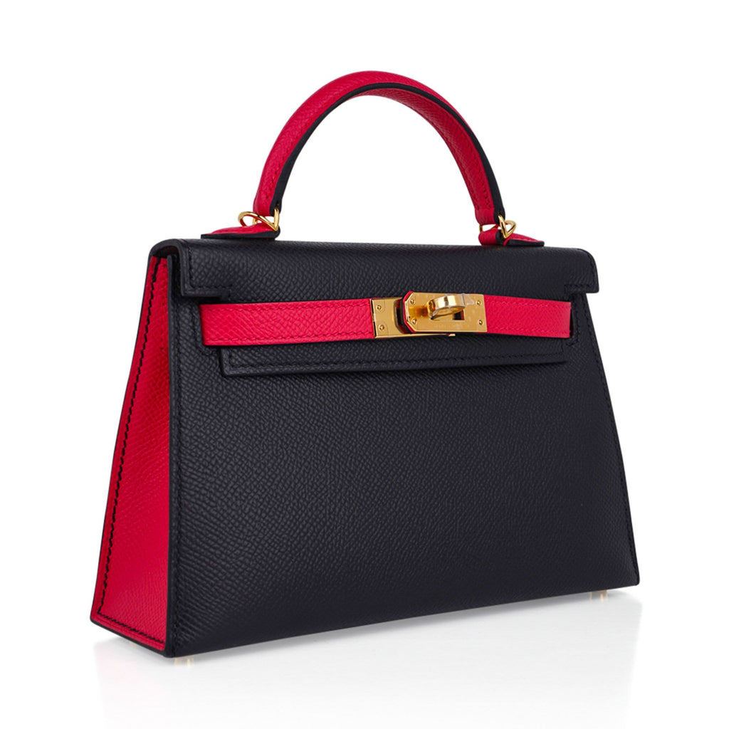👜Kelly 20 Sellier Mini HSS Bag Black / Rose Extreme Epsom Gold Hardware