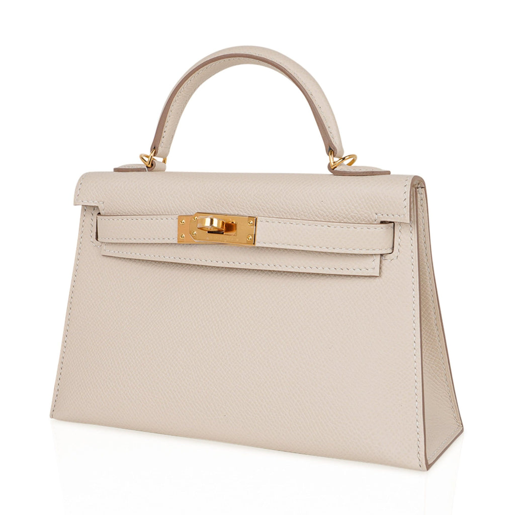 👜Kelly 20 Mini Sellier Bag Craie Epsom Leather with Gold Hardware