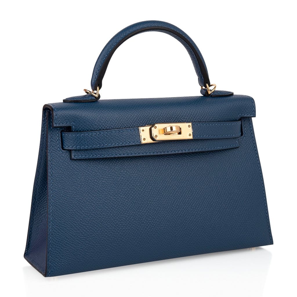 👜Kelly 20 Mini Sellier Bag Deep Blue Epsom Leather Gold Hardware