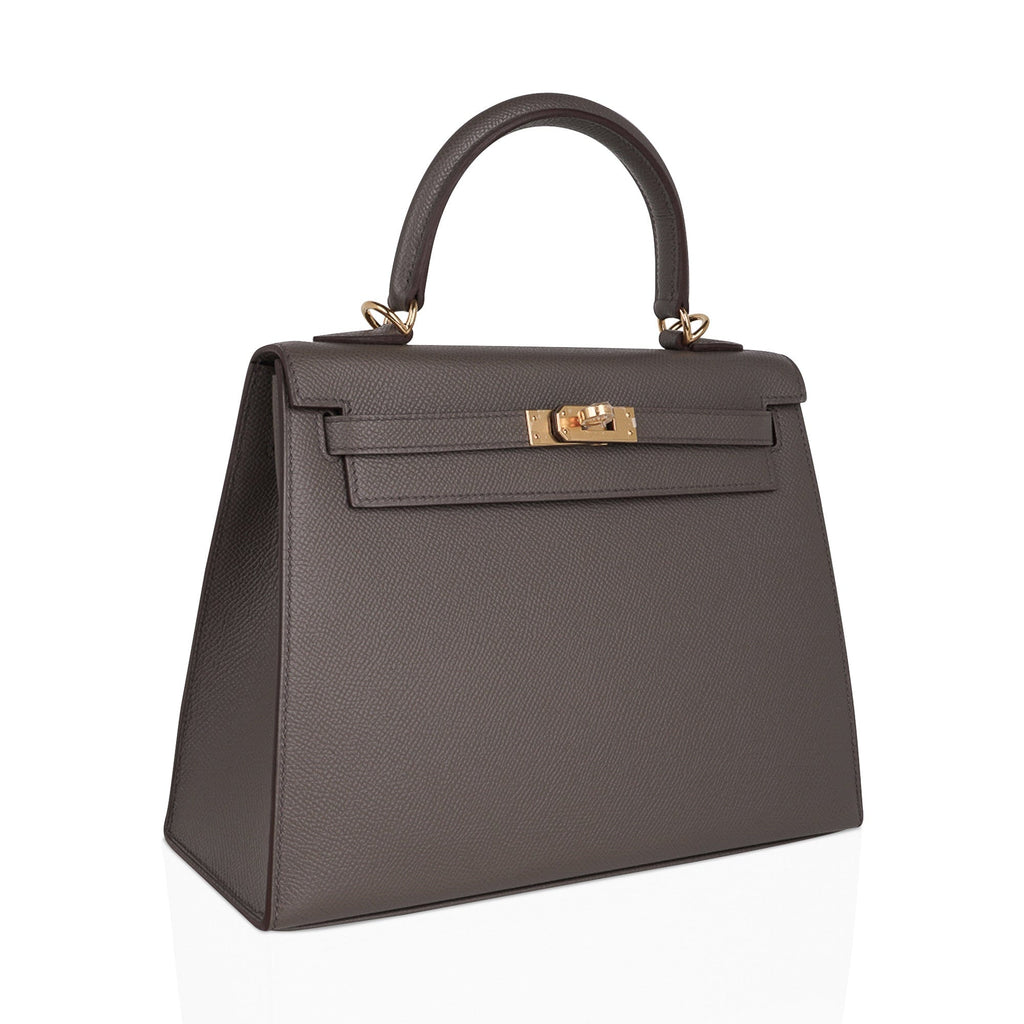👜Kelly Sellier 25 Bag Etain Gold Hardware Epsom Leather New