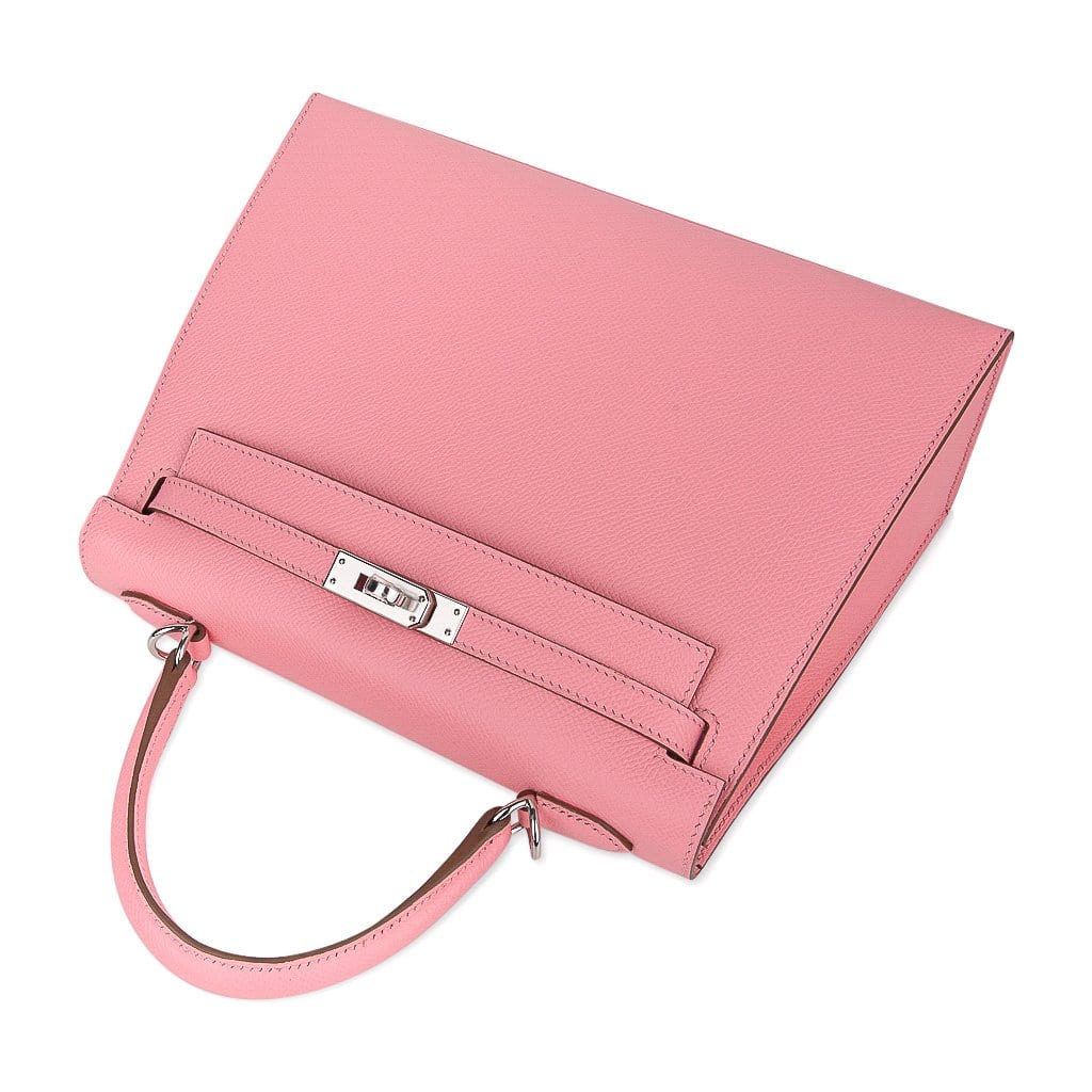👜Kelly 25 Sellier Bag Pink Rose Confetti Palladium Hardware Epsom Leather