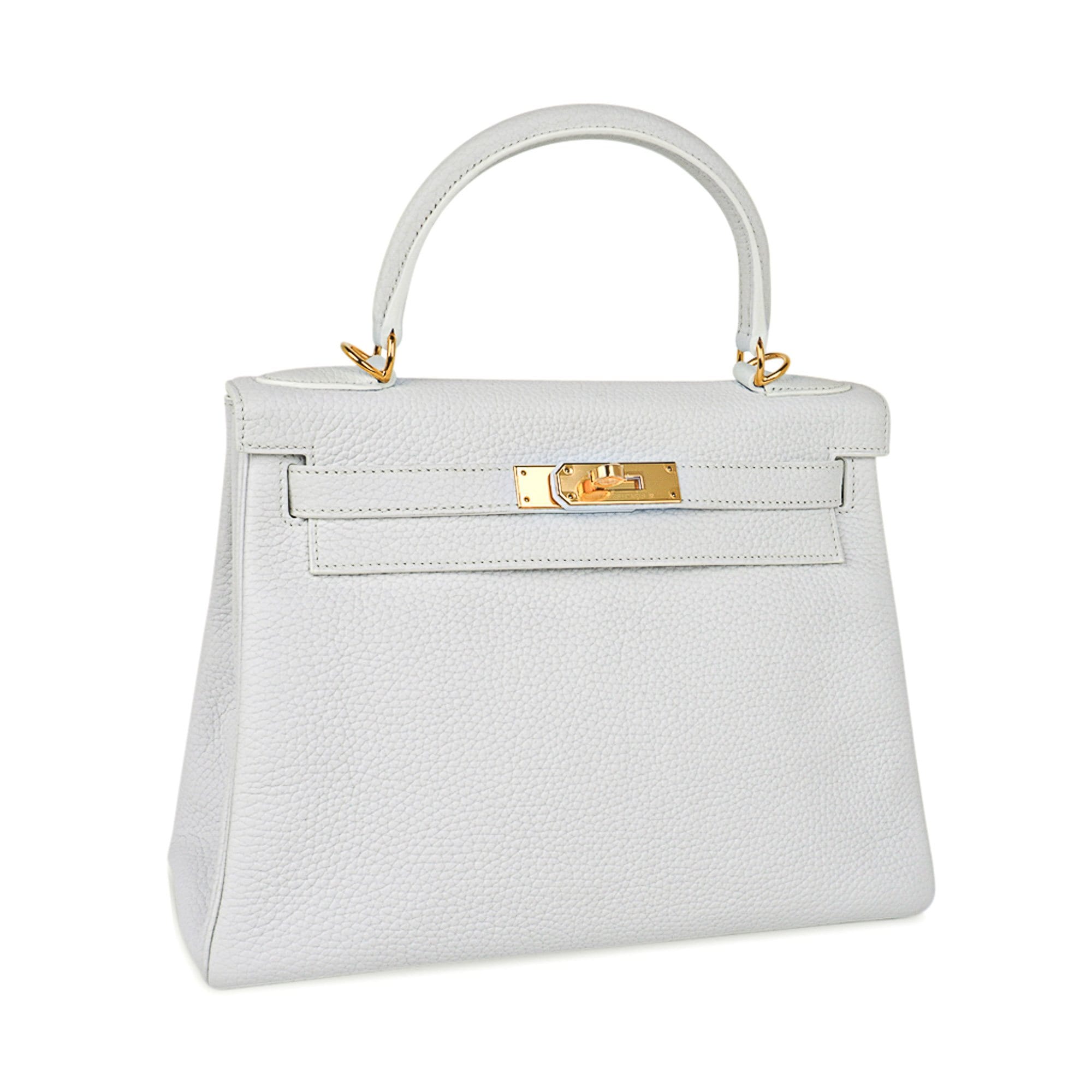 👜Kelly 28 Retourne Bag White Clemence Leather with Gold Hardware