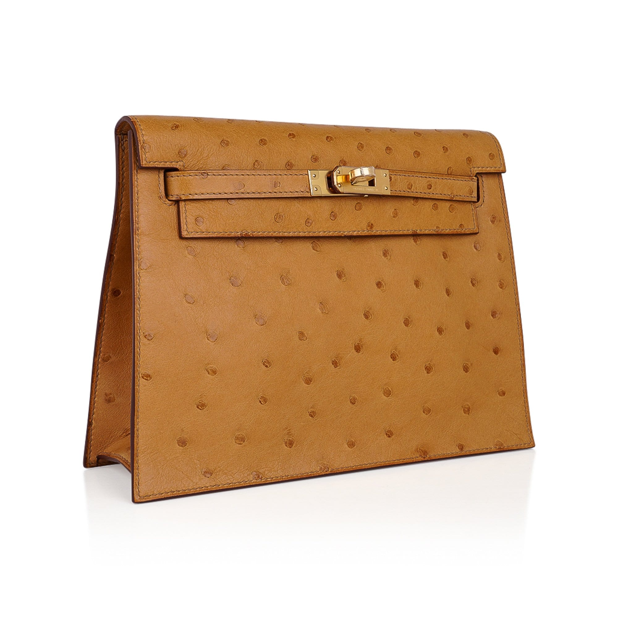 👜Kelly Danse Bag Tabac Camel Ostrich with Gold Hardware