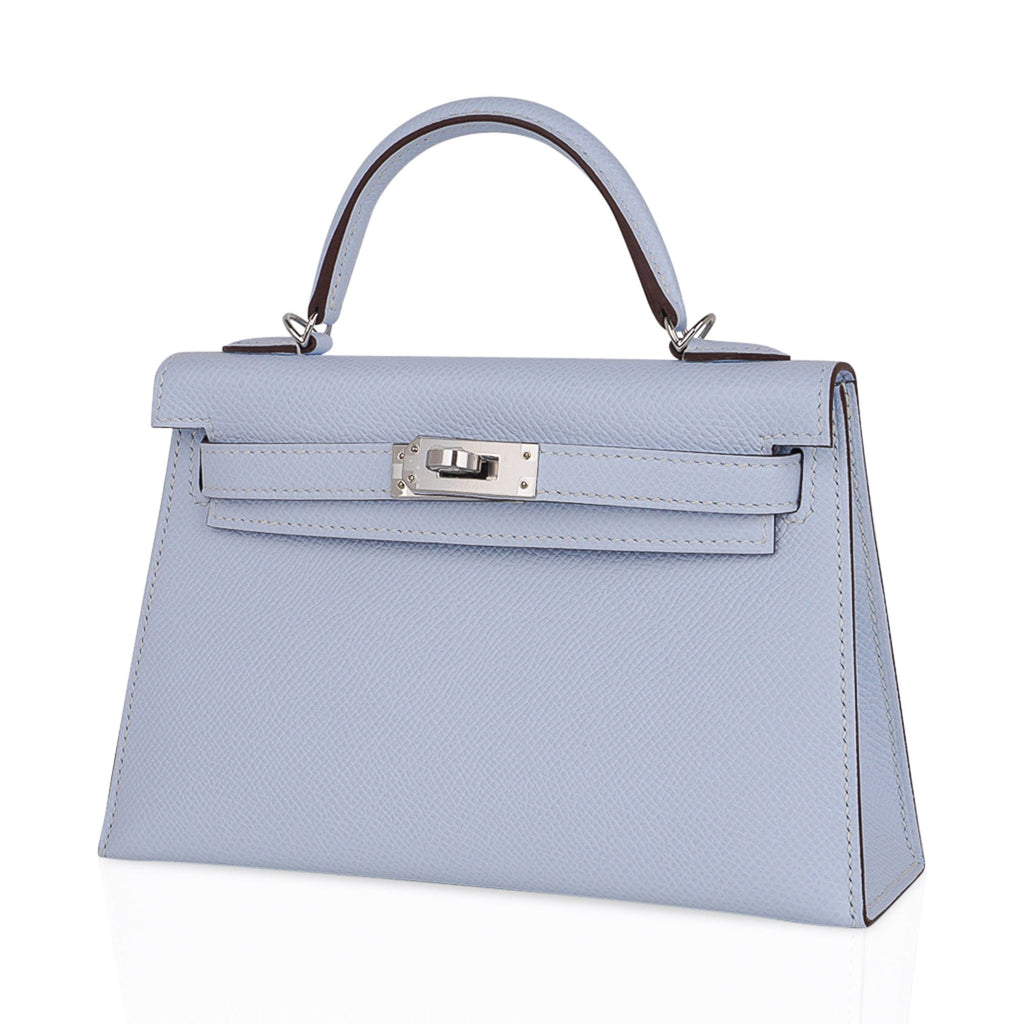 👜Kelly 20 Mini Sellier Bag Blue Brume Epsom Leather Gold Hardware