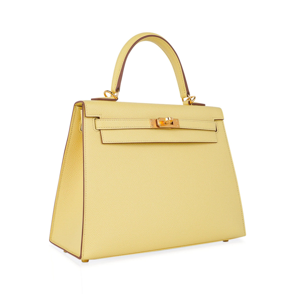 👜Kelly 25 Bag Jaune Poussin Epsom Gold Hardware