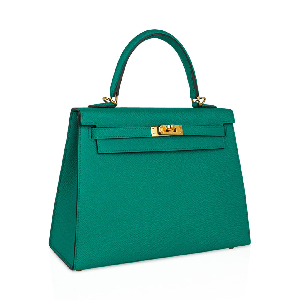 👜Kelly 25 Sellier Bag Jade Epsom Leather with Gold Hardware