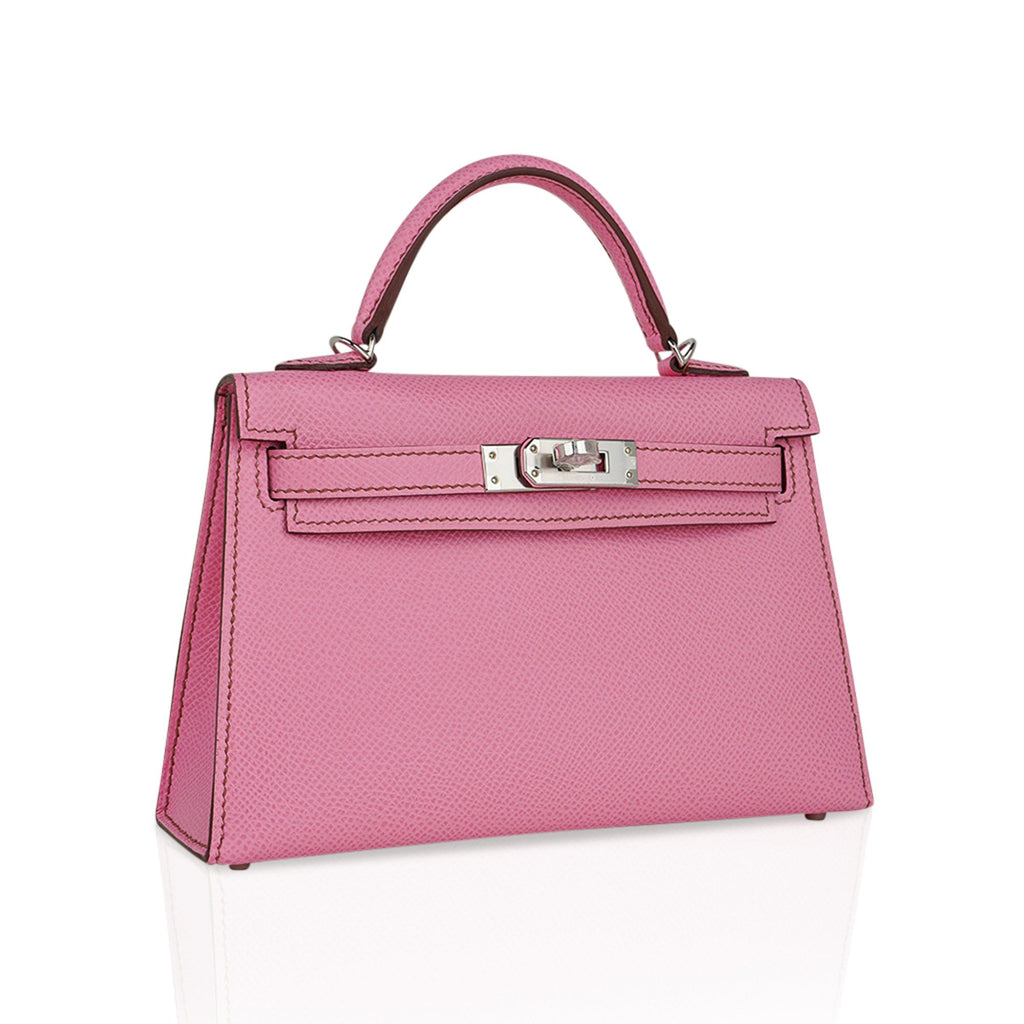 👜Mini Kelly 20 Sellier Bag in 5P Pink Bubblegum Epsom Leather with Palladium Hardware