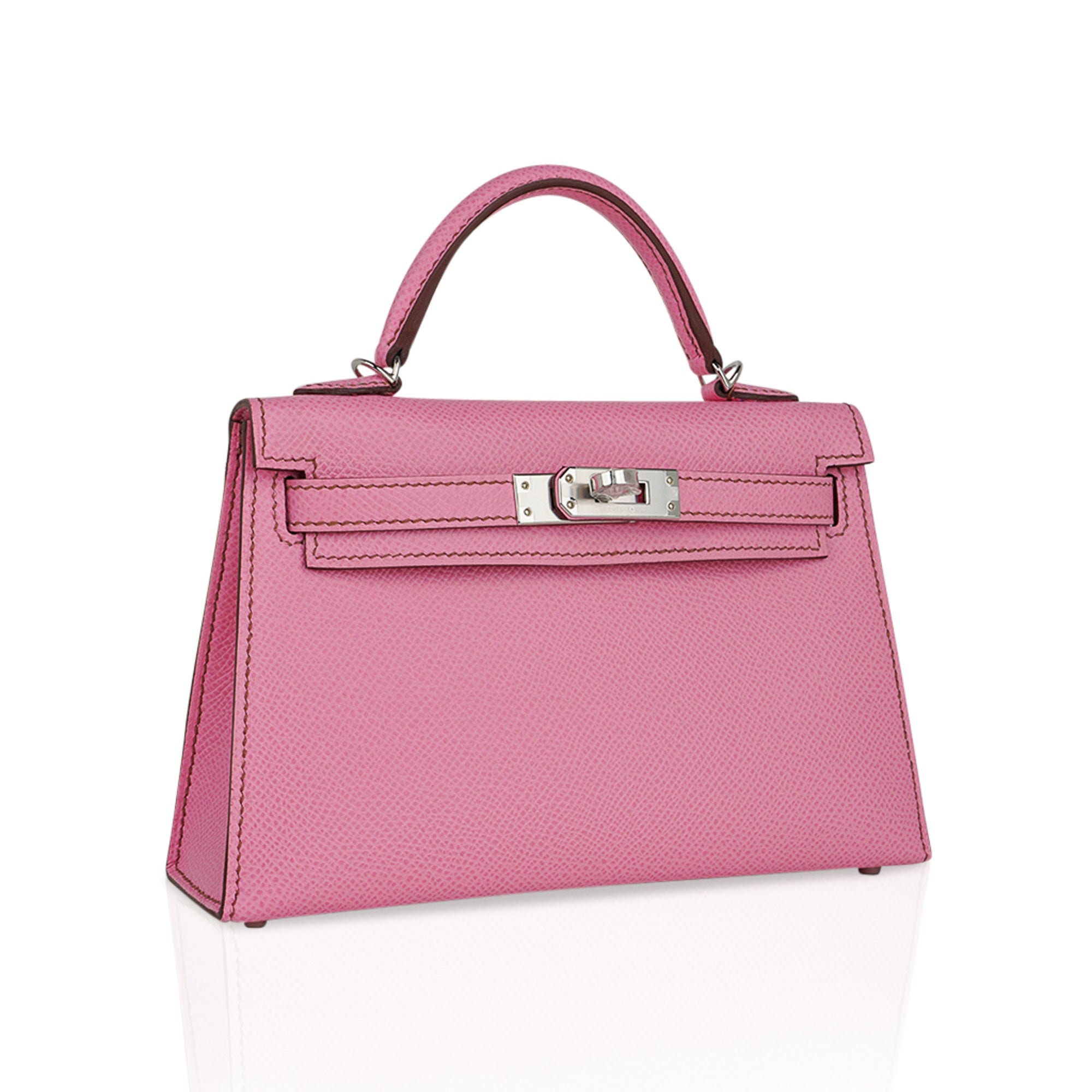 👜Mini Kelly 20 Sellier Bag in 5P Pink Bubblegum Epsom Leather with Palladium Hardware