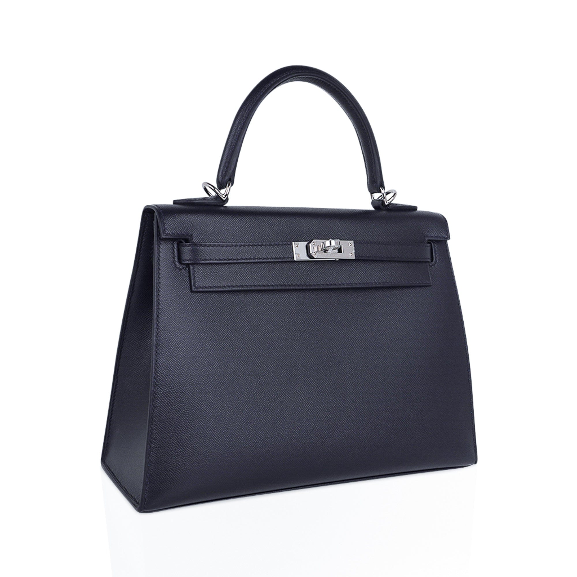 👜Verso Kelly Sellier 25 Bag Bleu de Minuit & Etrusque Veau Madame Leather with Palladium Hardware